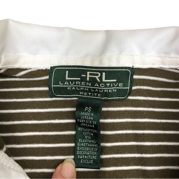 Ralph Lauren Lauren Active polo striped white and brown T-shirt - Picture 5 of 7